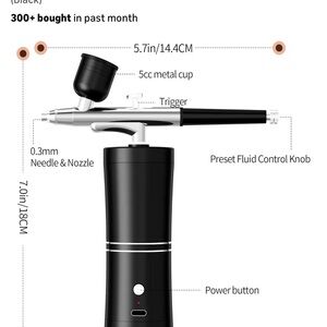 Cordless Black Airbrush Kit with Precision Control